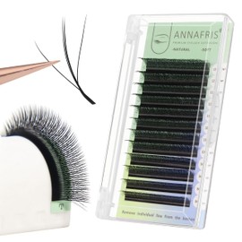 ANNAFRIS Eyelash Extensions, 3D W 0.07 C 8-12 mm Eyelash Extension, Ready-to-Use Fan Eyelashes, 3D Pre-Fanned Eyelashes (3D + Black 0.07C 8-12 mm)