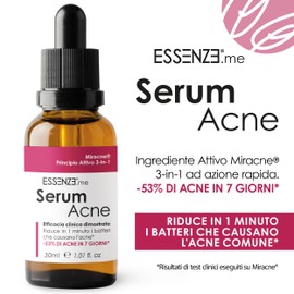 Serum Acne Essenze.me - Trattamento Anti-Acne Veloce, Elimina Brufoli e Imperfezioni, Formula Dermatologicamente Testata, Viso Chiaro in 7 Giorni