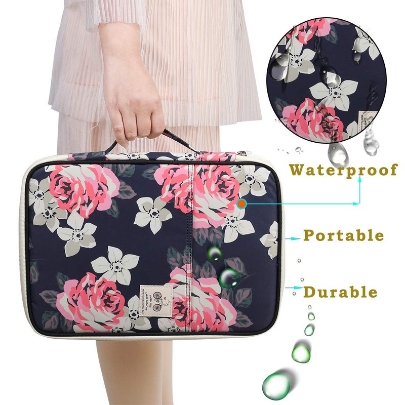 JAKAGO A4 Document Case,Multi-Pocket Document Holder,A4 Zip Portfolio,Professional Document Folder