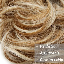 Scrunchy Scrunchie Hair Bun Updo Ponytail Hairpiece Curly Messy Donut Chignons -Light Brown & Bleach Blond[25g]