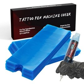 Large Tattoo Machine Covers - Yugui Tattoo Pen Covers 200pcs Disposable Plastic Tattoo Grip Sleeve Bags Pen Type Bags for Tattoo Pen Sleeves for Tattoo Pen Tattoo Kit Tattoo Supplies Clear