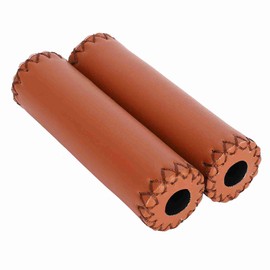 Handlebar Grips Three Color Retro Leather Bike Cover Grip for Uphill Riding (Brown)