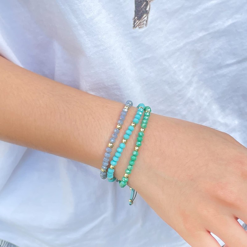 KELITCH Women's Crystal Bead Bracelets Adjustable Beach Bracelets Candy Colours