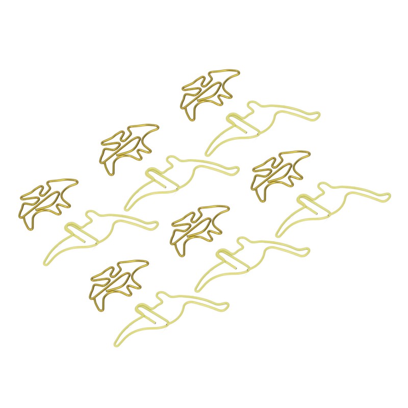 100pcs Shaped Paper Clips Pterosauria Yellow Dinosaur Shape Metal Portable