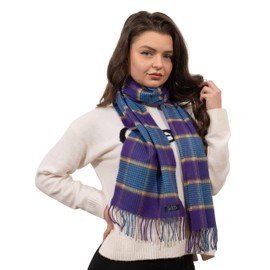 Sella Products 100% Cashmere Scarf | Made in Scotland | Cashmere Scarf Women | Mens Cashmere Scarf | Cashmere Scarf… (Blue and Purple)