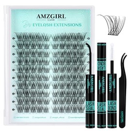 Eyelash Cluster Kit 100pcs DIY Wispy C Curl Individual Natural Eyelash Extension Kit with Lash Bond and Seal, Eyelash Tweezers (Sunup)