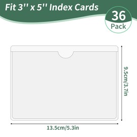 NIUBIER Storage Bin Labels, 36 Pack 3x5 Index Card Holder, Clear Adhesive Pockets, Removable Tote Labels Stickers for Packing Moving Box & Containers, Easy Peel Off