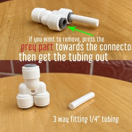 LAMPPE 3 Piece 3 Way 1/4 inch OD RO water system Fitting Replacement Connector, Reverse Osmosis Water Filter Tubing Adapter for Sink Filtration System Fridge (Y style), White, LWTF-2