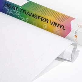 HTVRONT White Glitter HTV Vinyl- 10” x 5ft Rainbow White Glitter Iron On Vinyl for All Cutting Machine, Glitter Heat Transfer Vinyl Roll for T Shirts - Easy to Cut & Weed for Heat Vinyl Design
