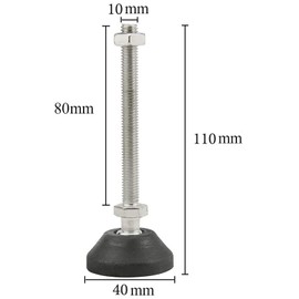 SHUIOG Pack of 8 Adjustable Foot M10 x 80 mm Adjustment Screw, Furniture Foot Base Base Can Carry Adjustable Feet Adjusting Screw Adjusting Plate Adjustable Foot Maximum 20° Tilt (8 Pieces M10 x 80 mm