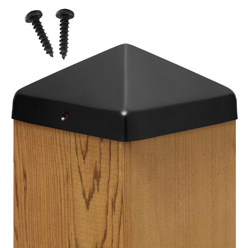 6x6 Pyramid Post Caps (5-Pack) – Stainless Steel, Matte Black