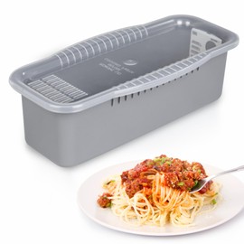 Microwave Pasta Cooker With Strainer Lid,pasta Cooker In Microwave Makes 4 Servings Of Pasta Quickly And Easily,microwave Spaghetti Cooker Makes Perfect Pasta Every Time For Dorm, Kitchen (Gray)