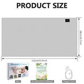 Grounding Bed Sheet, Grounding Mat, Grounding Sheet, Grounding Mat for Bed, Grounding Mat, with EU Grounding Cable, Cotton, Grounding Bed Sheet for Better Sleep, 68 x 132 cm