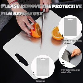 Titanium Chopping Board, CIYIN Stainless Steel Chopping Board, Double-Sided Chopping Board, Titanium Cutting Board in Food Grade, Titanium Chopping Board for Meat, Bread, Vegetables (28.5 x 19.5 cm)