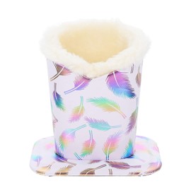 MILISTEN Plush Dressed Glasses Holder Stand Anti-scratch PU Leather Glasses Holder for Desks or Bedside Tables Silver, White