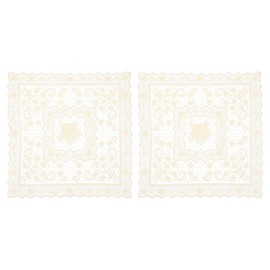uxcell 2Pcs Retro Lace Placemat 12x12-in Square Embroidered Table Place Mats French Crochet Doilies Coasters Cup Mat for Home Wedding, Yellow