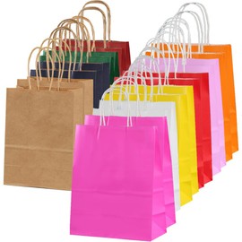 Medium 20Pcs Kraft Bags With Handles 21x11x27cm Gift Bag 12 Different Senior Color Bags Multiple Uses (10.69x8.26x4.33Inch, Medium Size)