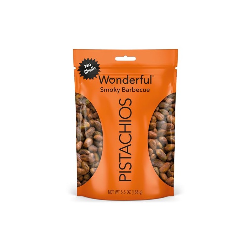 Wonderful Pistachios No Shells, Smoky Barbecue Flavored Nuts, 5.5 Ounce
