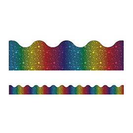 Carson Dellosa - Sparkle + Shine Rainbow Foil Scalloped Borders, Classroom Décor, 13 Strips
