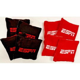 ESPN Set of 4 Red & 4 Black ESPN Dual-Sided 6x6 16oz Cornhole Stick & Slide Bean Bags