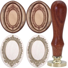 Frame Wax Seal Stamp, Atopbb 3D Embossed Frame Relief Carving Wax Sealing Stamp, Framewaxstamp Head Wood Stamp Handle, Waxstamp for Wedding Invitations, Letter Sealing (F22)