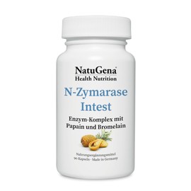 NatuGena N-Zymarase Intest, natürlicher Enzym-Komplex mit Papain und Bromelain, Verdauungsenzyme, 90 Kapseln (30 Tage Packung)