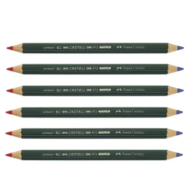 Castell Colour 873 Office Colouring Pencils, Red/Blue, Pack of 6