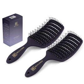 BEAUXSOI Signature Duo Set of two Vented Hair Brush Detangler | Hair Detangling Brush for Wet Hair | Curved Vent Brush for Blow Drying | Wet Brush