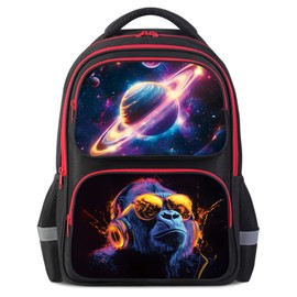 HiMagics School Backpack For Boys Girls Backpack For Kids Toddler Teens Elementary Middle School 17 inch Boys Backpacks Ages 6-18 Travel Book bag with Chest Strap Gorilla Pattern