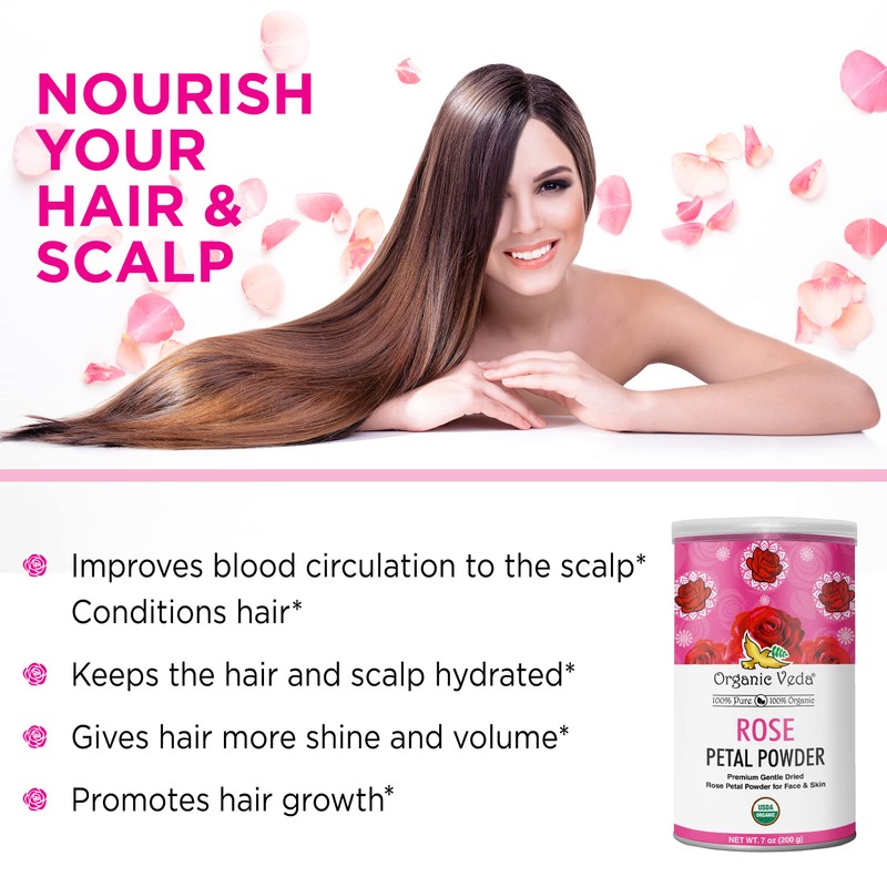 Organic Veda Edible Rose Petal Powder - Organic Rose Petal