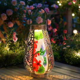 MUMTOP Hummingbird Solar Lights Outdoor Decorative, Hanging Solar Outdoor Lanterns Waterproof Hummingbirds Yard Decorations for Tatle Patio Garden Backyard Courtyard Porch Outside