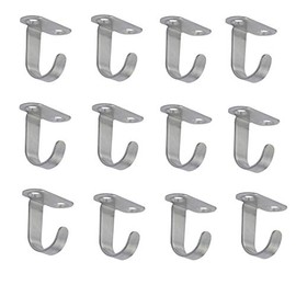Antrader 12-Pack Stainless Steel Screws Mount Ceiling Hooks, Under-Shelf Coat Hook, Towel/Robe Clothes Hook Hanger for Bathroom Kitchen Cabinet