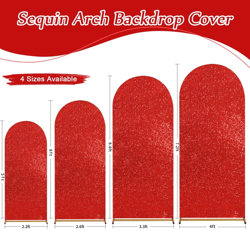 Red Sequin Arch Backdrop Covers 5FT Arch Covers Sparkly Fabric