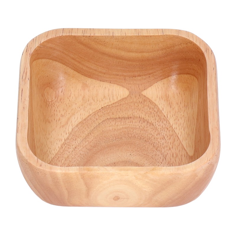 Rubber Wood Salad Bowl Handcrafted Simple Stylish Square Bowl Tableware