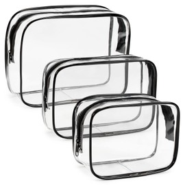 3 Pcs Clear Travel Toiletry Bag,TSA Approved Liquids Bag,Clear Makeup Bag Travel Toiletries Bag,Travel Size Toiletries Bag Travel Essentials (Clear)