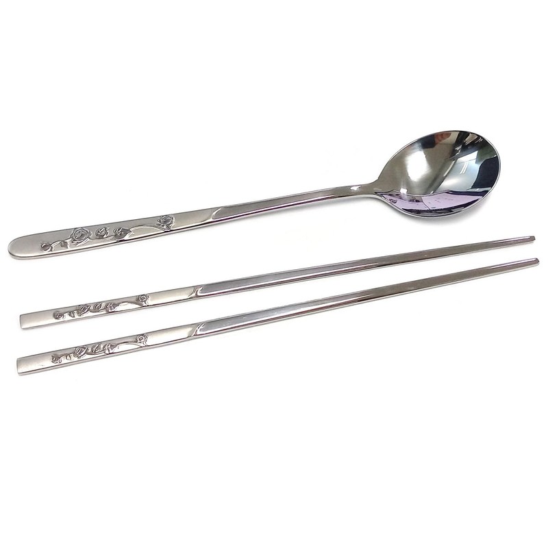 SUPIA Korean Traditional Cutlery Stainless Steel Spoons and Chopsticks Set