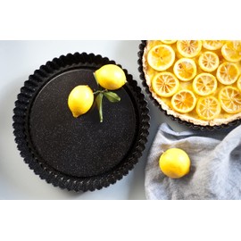 Riess 0868-022 Classic-Baking Pans Flan-Form Round, Diameter-30 cm Black
