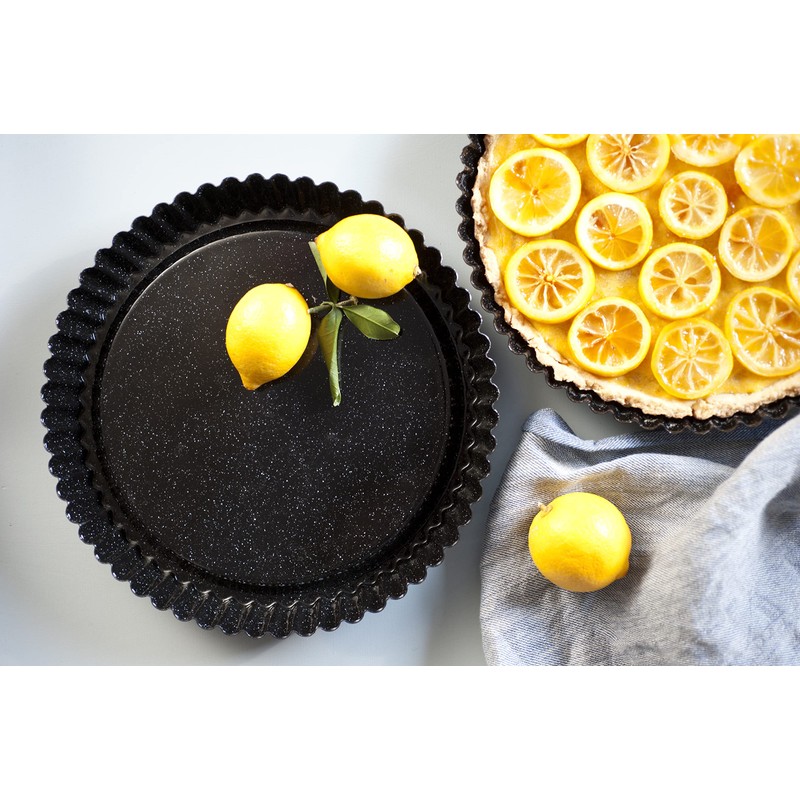 Riess 0868-022 Classic-Baking Pans Flan-Form Round, Diameter-30 cm Black