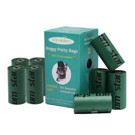 Compostable bag leak proof dog poop bag - easy to open and tear, odorless dog pet feces bag made of corn starch, pet poop bag PE bag roll, dog feces bag, cat sand bag, cat feces bag, dog supplies