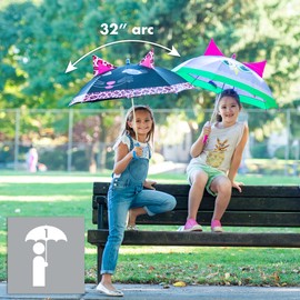 ShedRain Kids Umbrella for Girls & Boys - Pinch-Proof, Easy Grip Handle - Compact Children's School & Travel Umbrella with Large 38" Dome, Heavy Duty Steel Shaft & Fiberglass Ribs (Riley Cat)