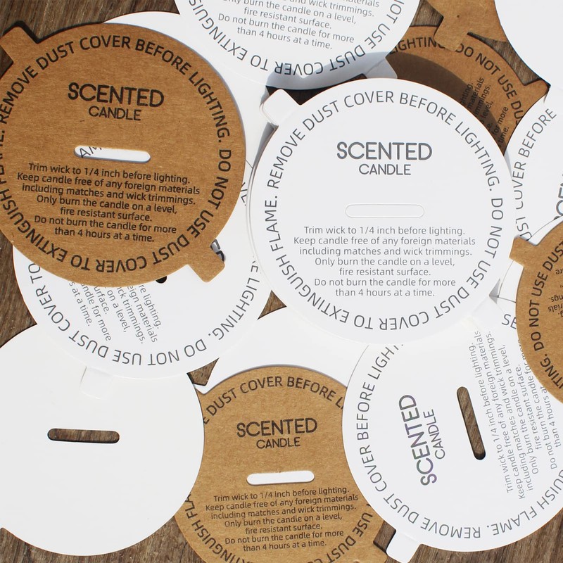 CandMak Candle Dust Covers, 48pcs Printed White Matte Candle Dust