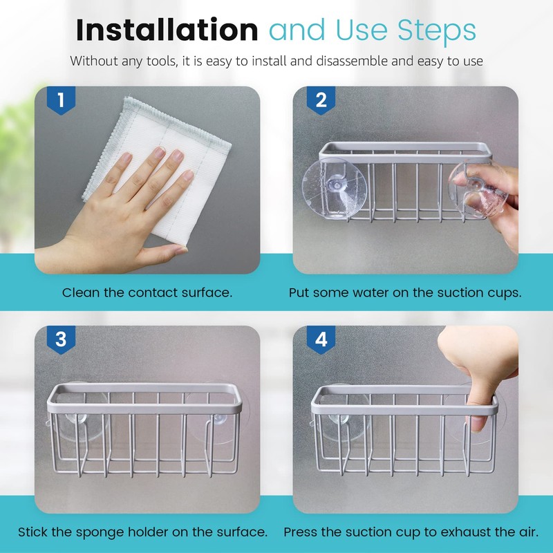 HLOOL Sponge Holder for Kitchen Sink, Kitchen Sink Sponge Holder,Sink