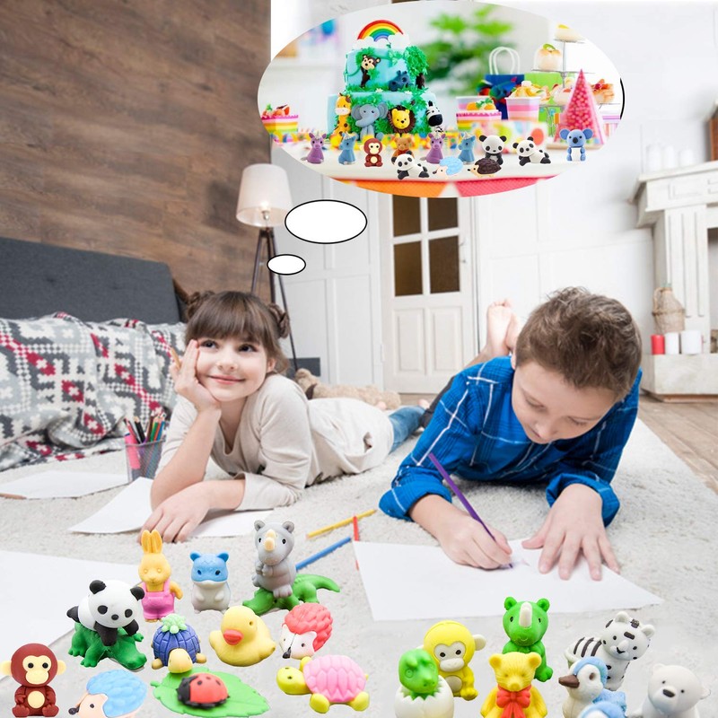 70Pcs Animal Erasers for Kids Desk Pets, 3D Take Apart