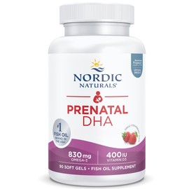 Nordic Naturals Prenatal DHA, 830mg Omega-3 with EPA and DHA, Highly Dosed, Flavourless, 90 Softgels, Laboratory Tested, Soy Free, Gluten Free, Non-GMO