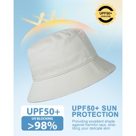 GADIEMKENSD Summer Sun Beach Bucket Hats for Women Cotton Bucket Hat for Men Lightweight Packable Outdoor Travel Hat Plain Fishing Cap for Golf Hiking Camping Off White