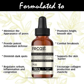 Recast Acne serum with Niacinamide 10%, Capryloyl glycine, Ichthyol pale - Acne | Blemishes |Skin brightening | Skin clearing - 30ml
