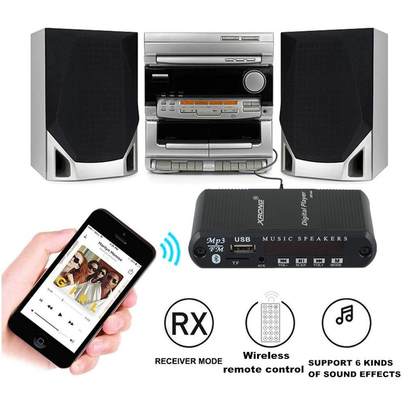 Bluetooth Audio Receiver FM Radio,MP3 Digital Player,LED 4-Digital Display,SD Card/USB
