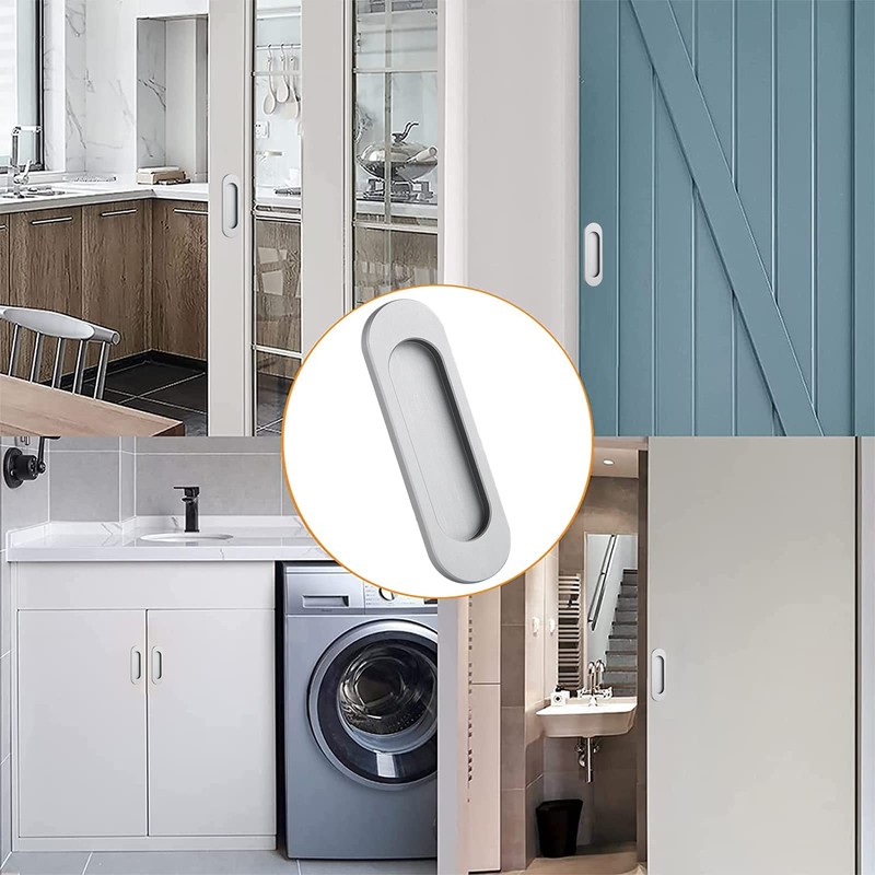 MOROBOR Self-Stick Oval Sliding Door Pulls, 2pcs Aluminum Alloy Flush