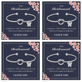2/4/6PCS Bridesmaid Bracelet Bridesmaid Proposal Gifts Gold Love Knot Bracelet for Women I Can't Tie the Knots without You Will You Be My Bridesmaids Gifts