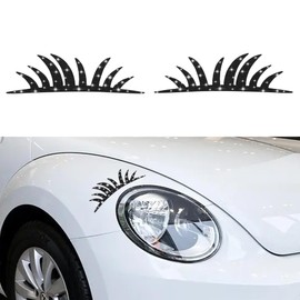 TOMALL 2Pcs Car Headlight Bling Eyelashes Stickers Diamond Cute Auto Eyelid Decoration Fake Eyelash Decals for Car Truck Headlamp Headlight Eyelashes Vehicle Body Sticker Window Decals (Black)